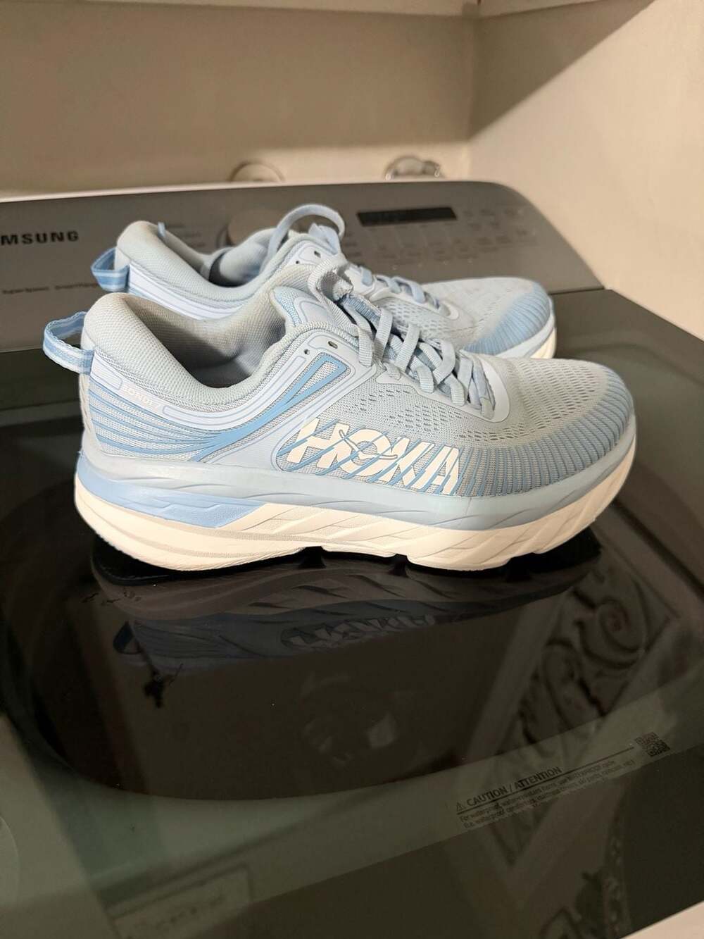Hoka Bondi 7 Size 7.5 Wide Light Blue Running Shoes